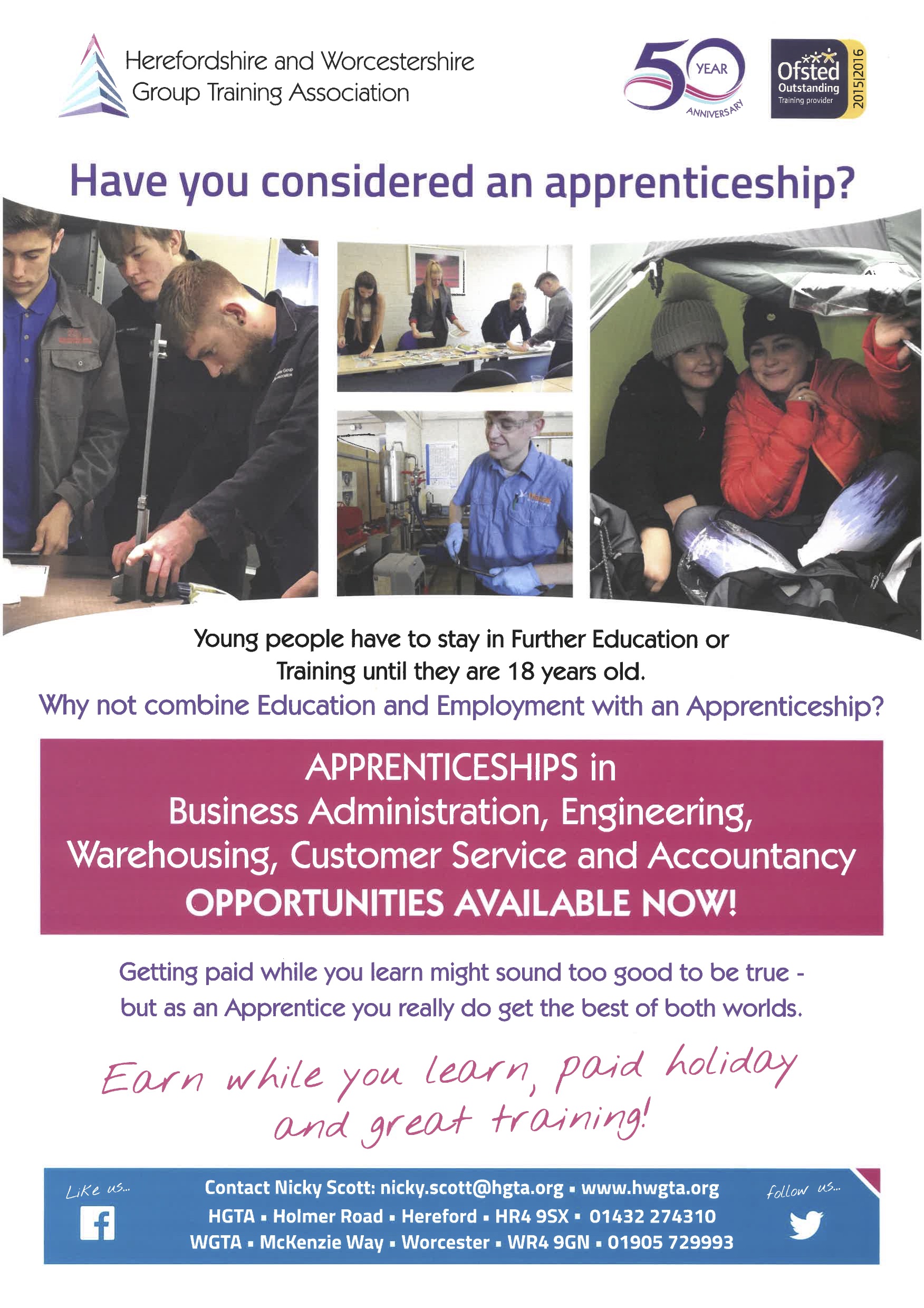 HWGTA Apprentice Recruitment Poster